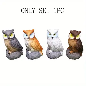 Realistic Owl Figurine Garden Moss Micro Landscape Bird Decoration Animal Resin Craft Model Desktop Decorative Ornament Garden Sculptures Statues