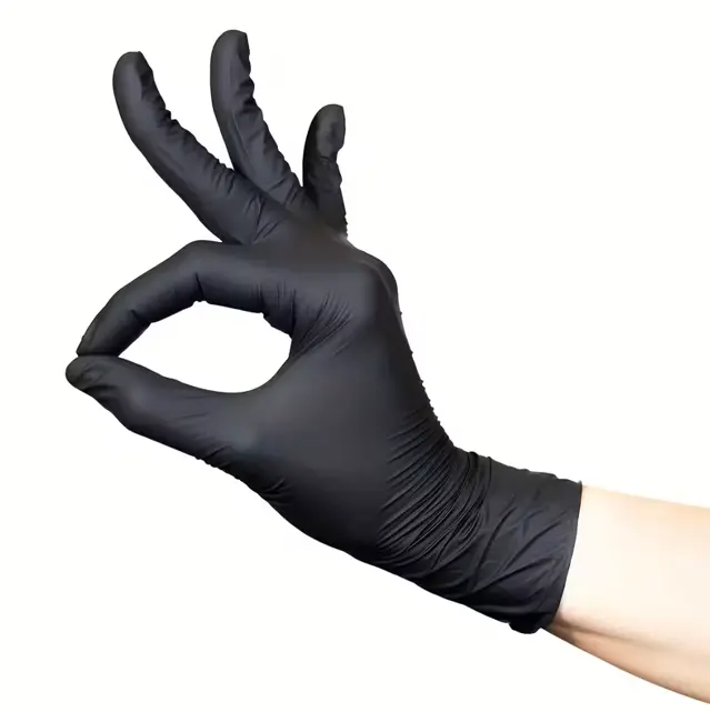 Black Nitrile Examination Gloves Latex & Powder-Free Disposable Strong for Healthcare & Food Handling Medium Size 100 PCS Cleaning