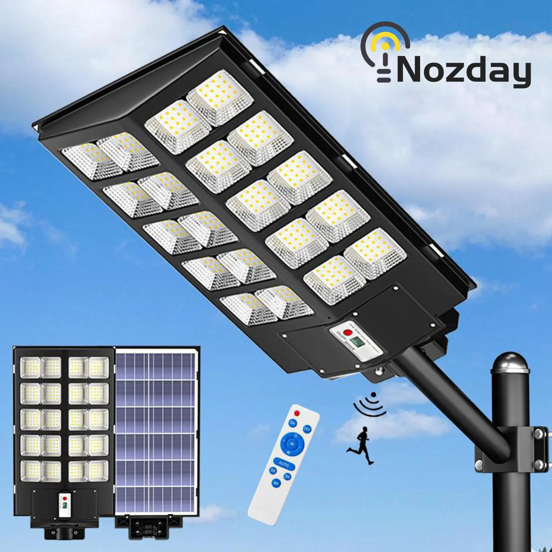 6800W IP67 Outdoor lighting solar streetlight  Solar Street Lights Outdoor, Dusk to Dawn Solar Flood Light Waterproof Solar Parking Lot Lights, MAX 3400sq.ft Commercial Solar Lights Dusk to Dawn, Motion Sensor Solar Security Area Lighting for Garden Patio