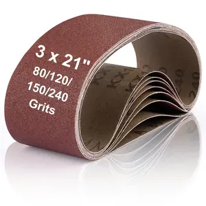 3 X 21 Inch Belt Sander Sanding Belts, 8 count Belt Sander Paper (2 Each of 80 120 150 240 Grits), Aluminum Oxide for Woodworking Polishing
