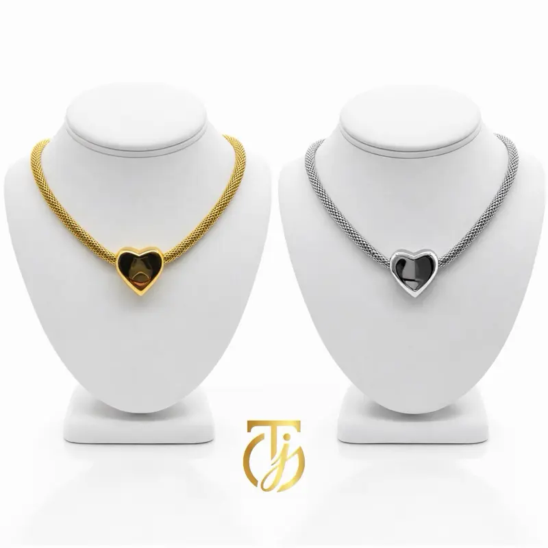 Turvik Jewelry Cleopatra Queen Necklace- Heart Pendant with mesh chain style anti tarnish fashion Jewelry for Women