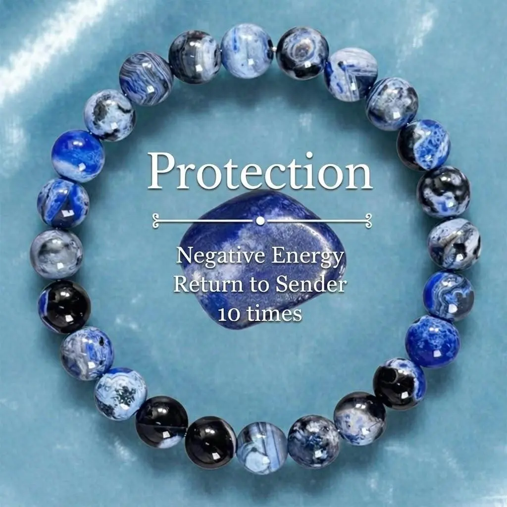 Blue Fire Agate Bracelet for Clarity & Focus - Handmade Healing Natural Stone for Protection & Memory, Gift for Her/Him, Student Gift, Perfect for Daily Wear, Meditation, Blue Stone Bracelets & Bangles, Crystal Healing Bracelets & Bangles