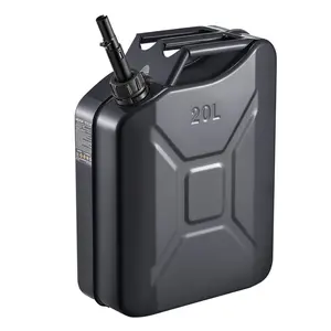 Newly Upgraded Oil-Tight!VEVOR Metal Fuel Container, 5.3 Gallon, Fuel Jerry Can with Spout and Comfort Handle, 6 L/min Max Flow Rate, Leakproof & Corrosion-resistant Metal Gas Tank Most Cars Motorcyc