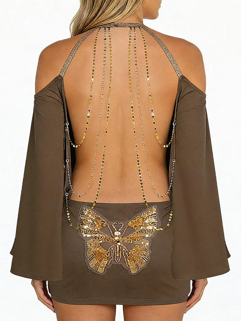 chinese dress ladies Gold Metallic One Shoulder Dress - Athena Goddess Dress main image 0