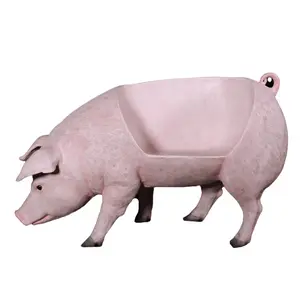 Pink Pig Bench Life Size Statue Fiberglass Resin