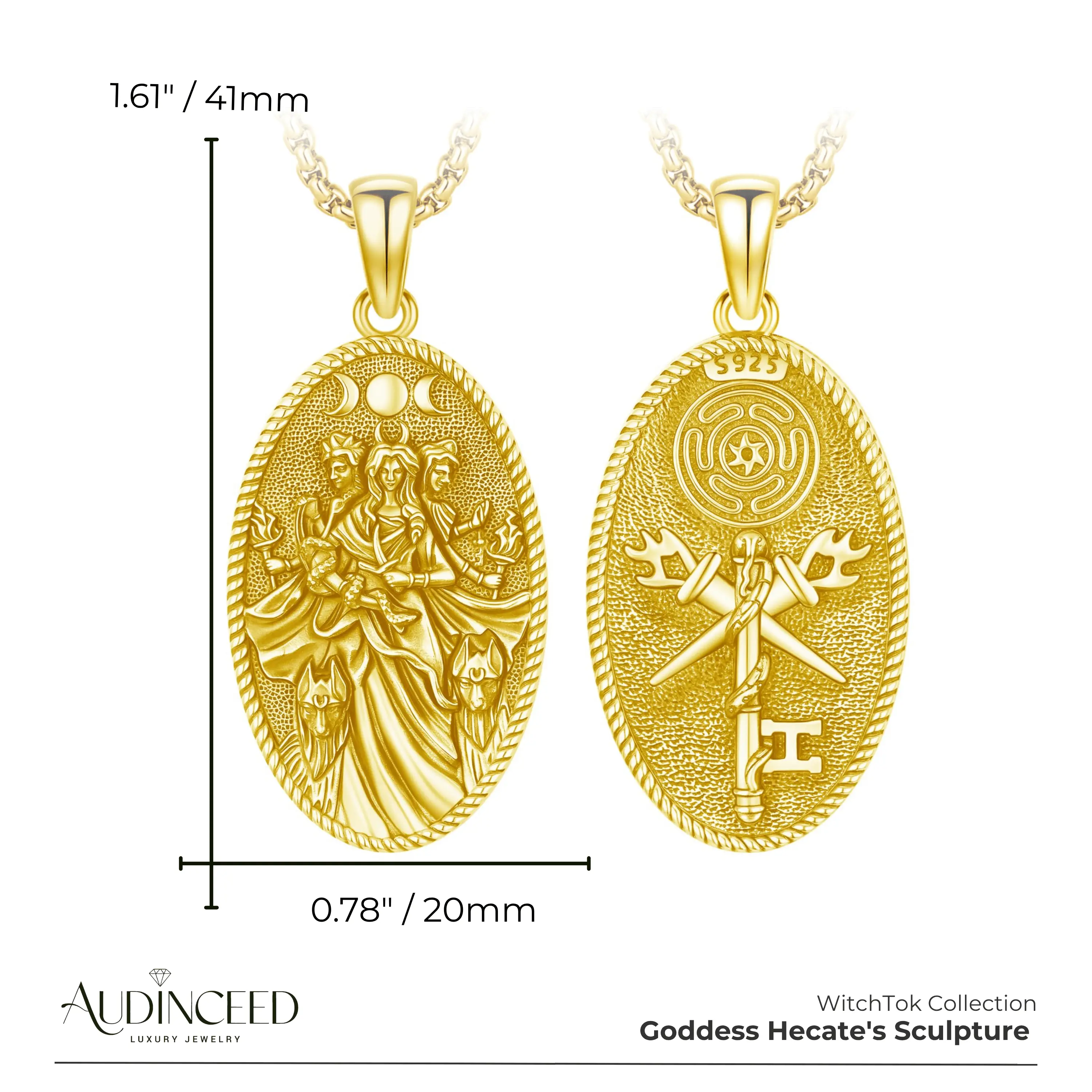 Gold-Plated Hecate Moon Sculpture