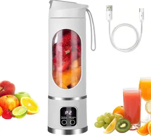 Portable Personal Blender, 500ML Cordless Compact Travel Juicer for Shakes and Smoothies, Small Blenders with Smart time display, Self-cleaning, BPA Free Cup & Lid, 12 blades, USB-C Rechargeable