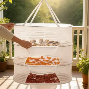1 1/2/3/4-layer white/black/green fish, chili, radish, sweet potato, noodle drying rack, foldable fly-proof net tray, ventilated food dehydrator, kitchen accessory, suitable for balcony, terrace, or indoor use, stackable design, suitable for home storage