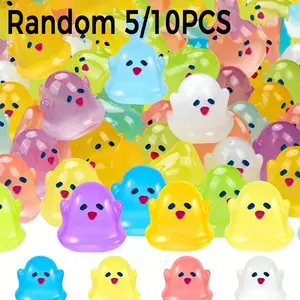 Glowing Mini Resin Ghosts, Cute Micro Halloween Decorations, Outdoor Garden Statues, DIY Party Ornaments, 5/10 Pack