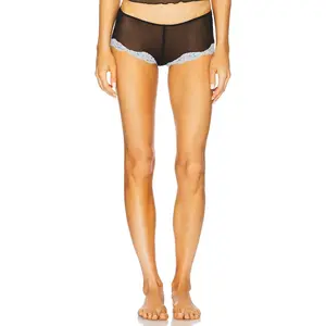 Only Hearts Tulle With Lace Boy Brief in Black & Crystal Blue