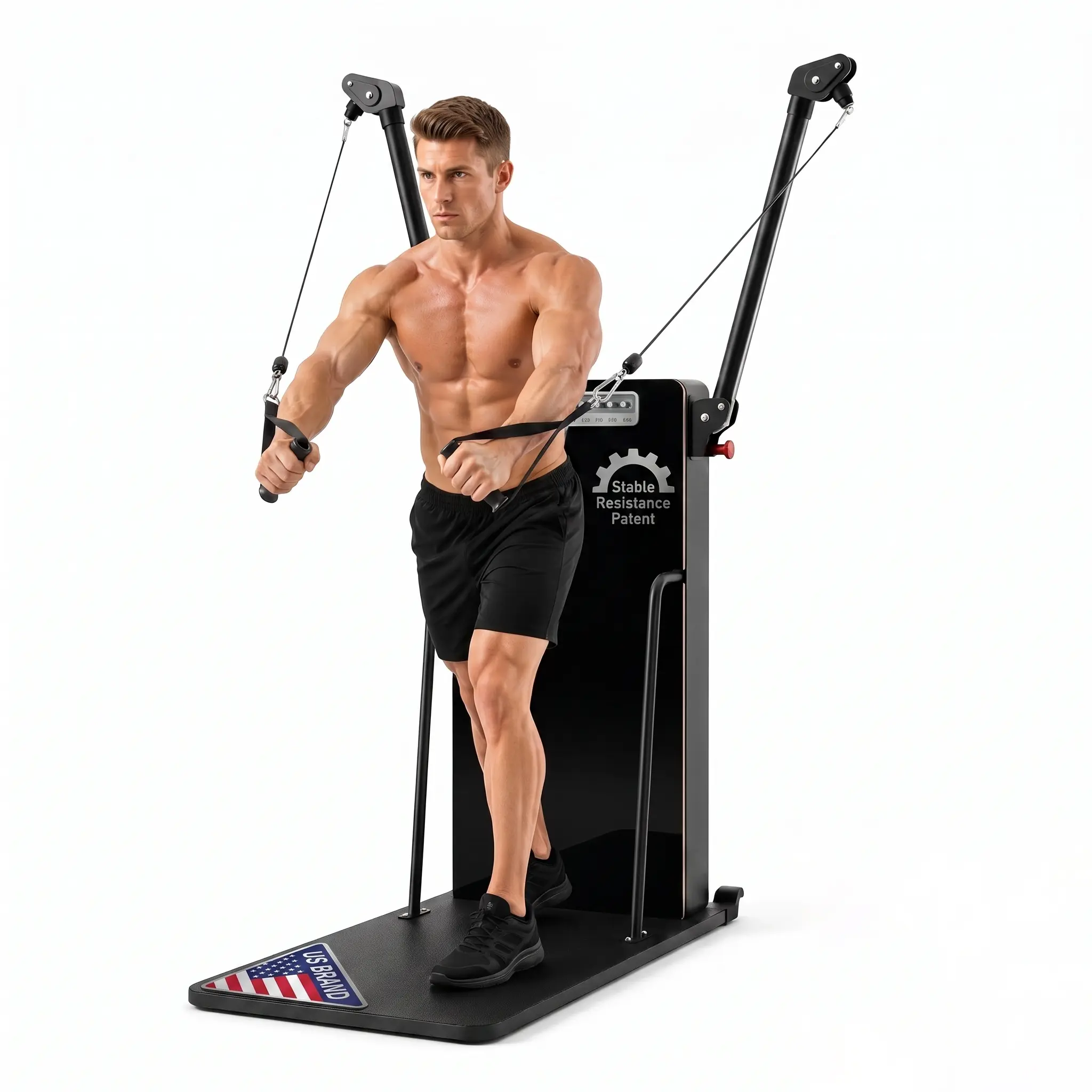 Efficraft Ski Machine & Multi-Functional Cable Trainer for Home Gym | 3D Adjustable Mechanical Dual Arms for Full-Body Strength, Pull & Stretch. Non-Electric & Compact.