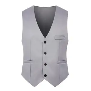 Cross-Border Foreign Trade Korean Version Slim Fit Suit Vest Men's Business Professional Casual Waistcoat Performance Groomsman Costume Formal Wear Fabric Fashion