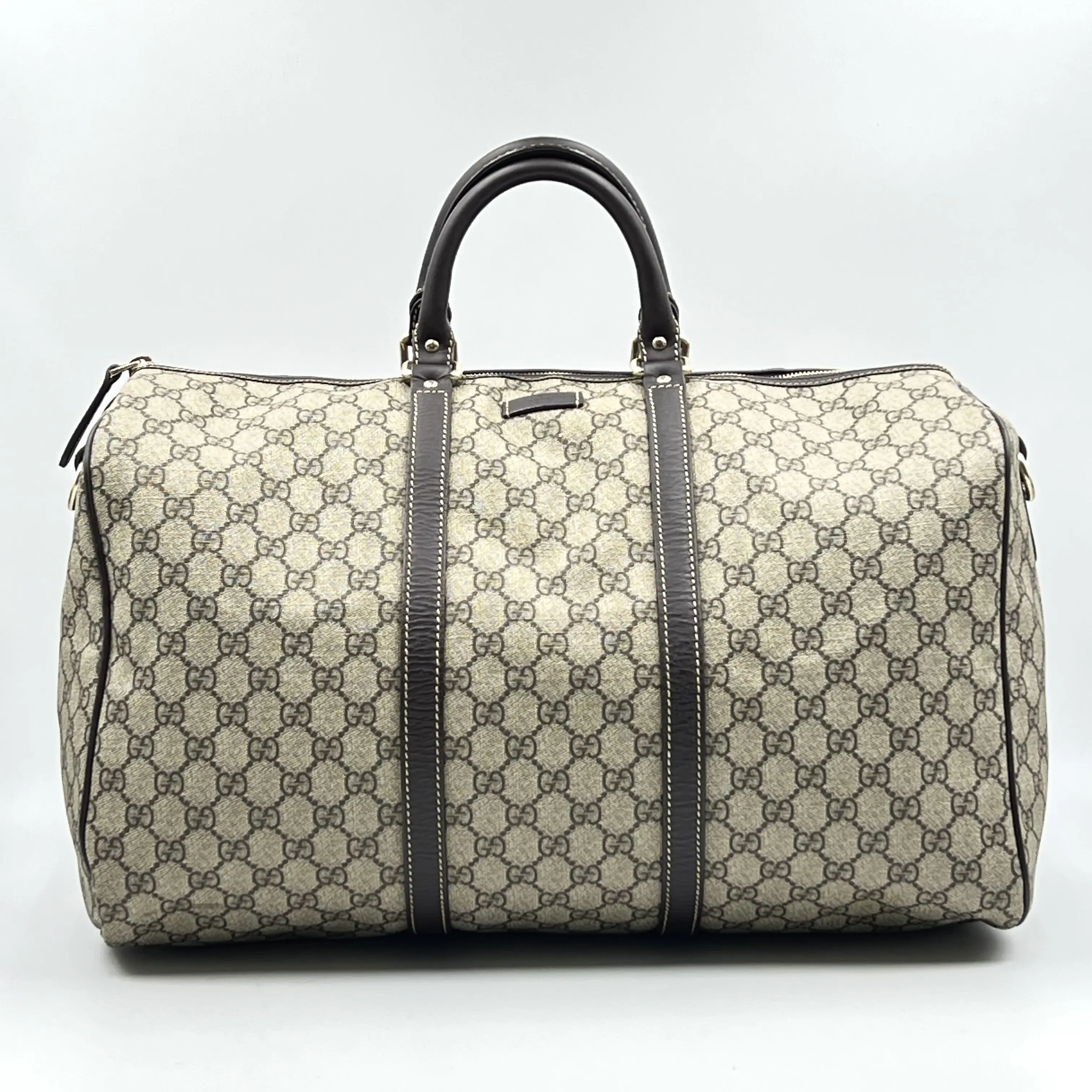 Pre-owned GUCCI Coated Canvas Tote Bags Beige/Ebony GG Carryall Duffle Bag