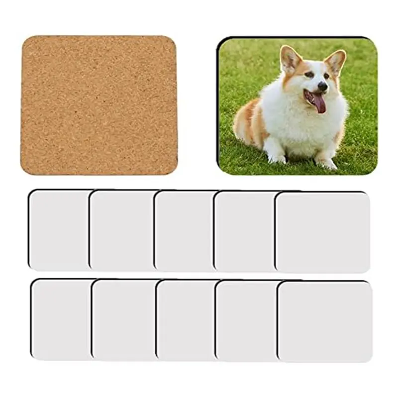 12 Pcs Sublimation Square Coaster Blanks Bulk MDF Blanks Hardboard Cork Coasters Blank MDF Cork Coasters Tableware White