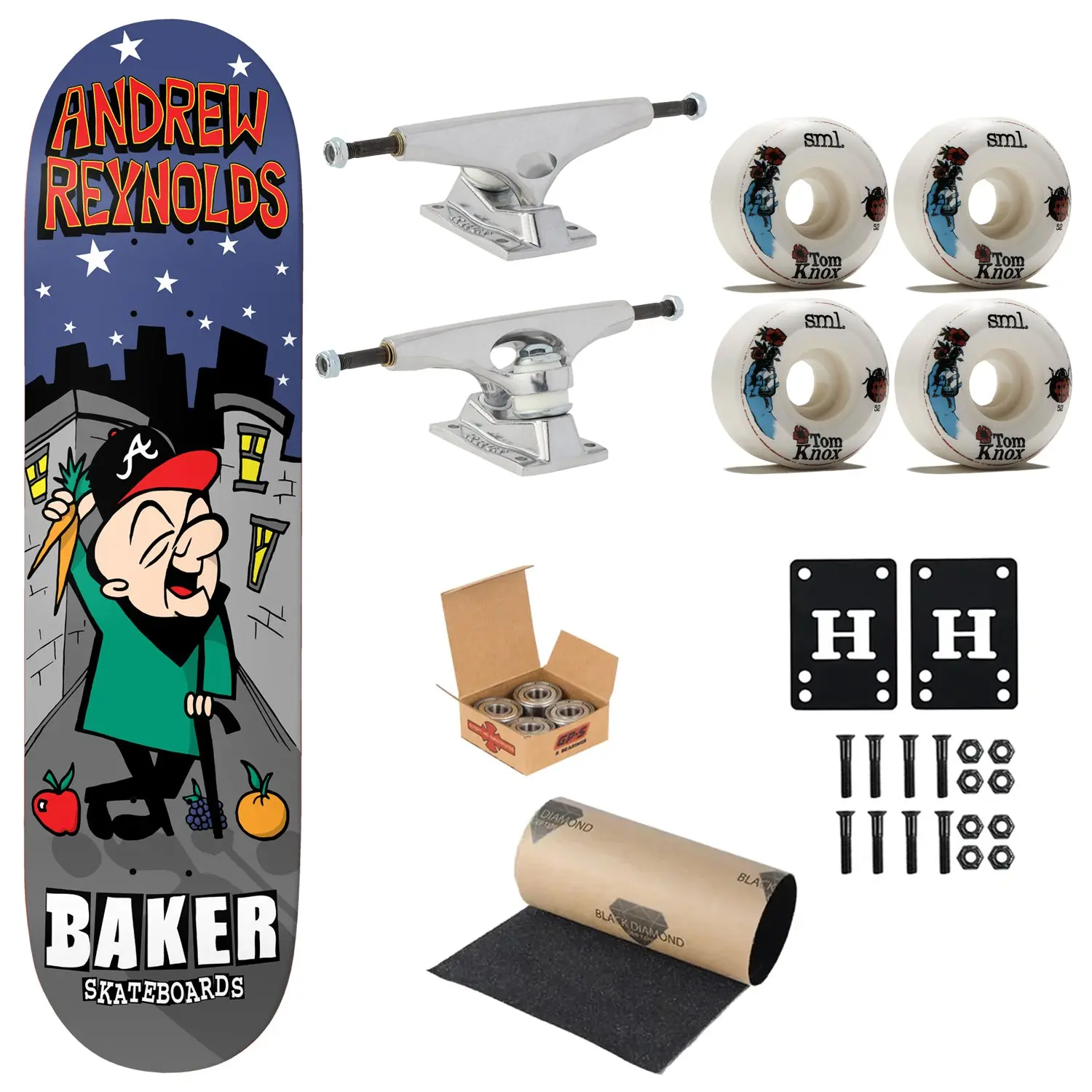 Baker Premium Complete Skateboard Reynolds Mr Androo 8.25" Ft. Krux/SML/Independent