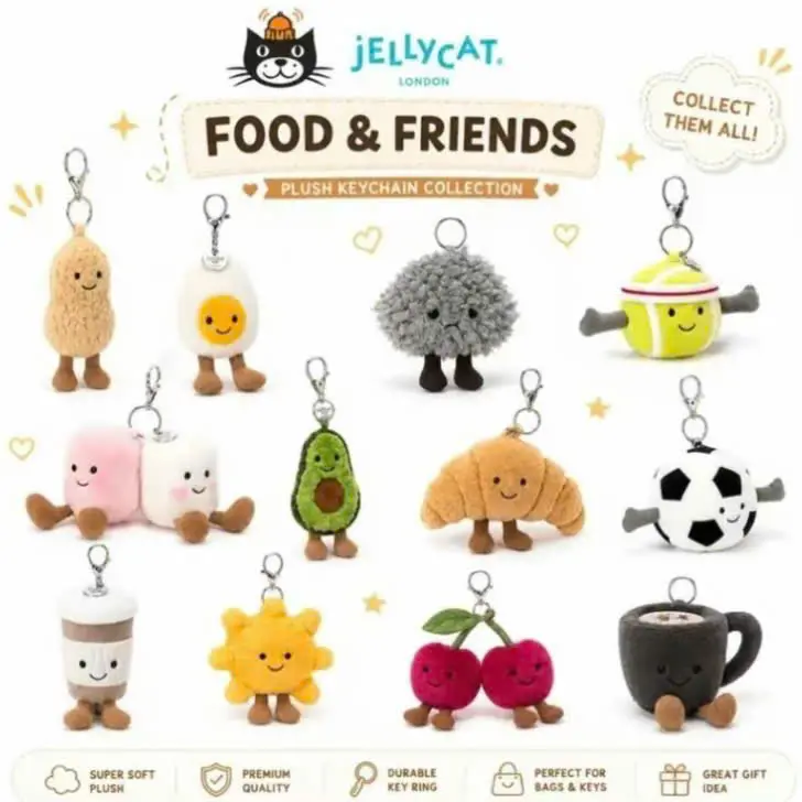 Jellycat Mini Plush Keychain – Adorable Cuddly Toy Charm for Gifts & Cute Accessories