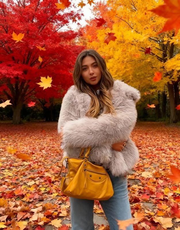 Casual Women’s Faux Fur Hooded Jacket, Short Style, Suitable for Autumn and Winter, Medium Fabric Thickness, Slim Fit, Women’s Coats, Long Sleeve, Open Front Blazer, Gwendolyn Trenchcoat, Oversized Ribbed Batwing Tunic Sweater, Trench Coats