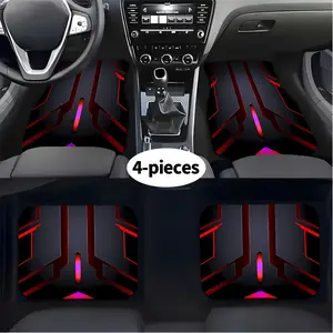 4-piece high-end luminous geometric pattern printed car floor mats, front and rear carpets, car interior accessory floor mats, suitable for all seasons, excellent car accessory gift, essential item for your car