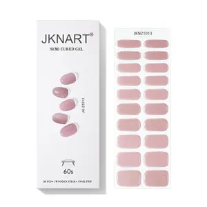 Semi Cured Gel Nail Strips, 20pcs/box Glitter Nail Art Stickers with Nail File & Stick, Full Cover Nail Decals, Nail Art Kit for Women & Girls