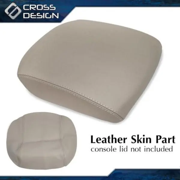 CROSSDESIGN 1 x 100% Leather Console Lid Armrest Cover Skin, QC-Tested Aftermarket Part, Direct Fit for Honda Pilot 2009-2015, Beige Tan, All-Season Car Interior Stowing Accessory, 1 X Console Lid Armrest Cover Skin