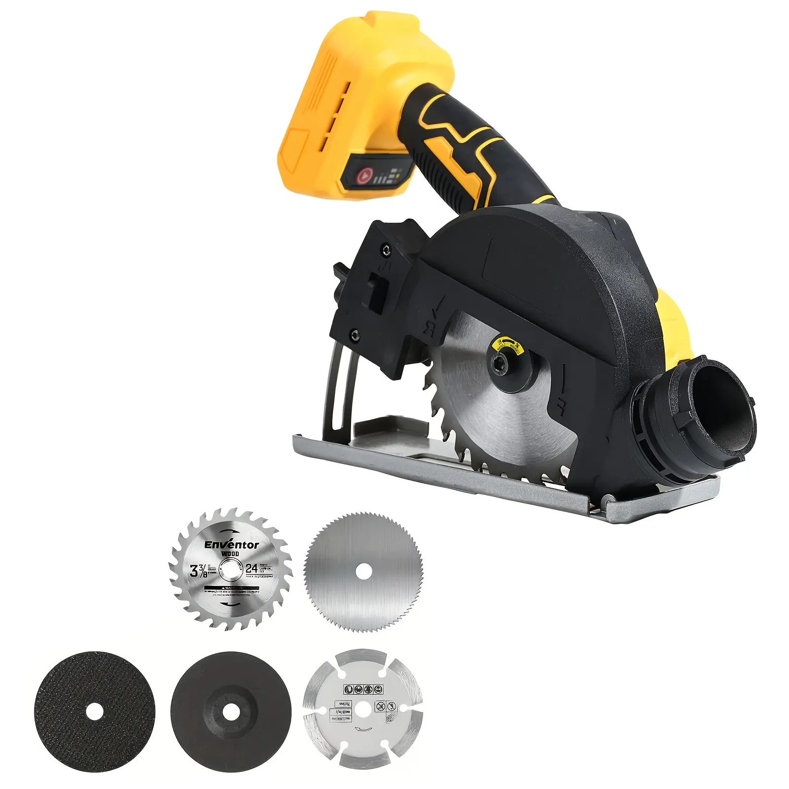 4-Inch Brushless Circular Saw Kit, Compatible with 20V Battery, Compact Circular Saw, 4 Speed Settings, 20,000 RPM, Maximum Cutting Depth 1.8 Inch, Suitable for Home Renovation, Cutting Wood Boards, Stone, and Tiles, Includes 5 Blades, Father’s Day Gift