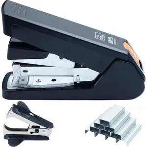 Effortless Stapler 50 Sheet Capacity One-Touch Stapling, Heavy Duty Desktop Stapler Includes 1000 Staples and Remover, Portable Handheld Staplers for  & Office (Black)