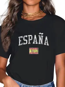 100% Cotton Spain Vintage Sports Design Spanish Flag Espana T-Shirt
