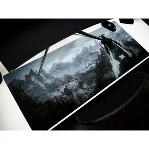 Skyrim, Desk Pad, Mouse Pad, Desk Mat, Epic Mountain Landscape, Nordic Fantasy Setting, Heroic Adventure Scene