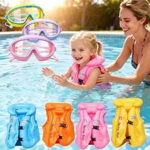 The children's floatation vest is a unisex inflatable vest designed specifically for beginner swimming training. It features a thickened design, equipped with three air chambers and two adjustment buckles.With a gift