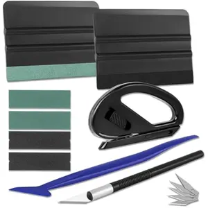 Car Window Tint & Vinyl Wrap Tool Kit, Squeegee Set with Felt Pads, Precision Craft Knife & Blades, Bubble-Free Installation Tools
