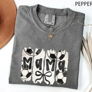 Comfort Colors Coquette Soccer Mama Shirt, Cute Game Day T-Shirt, Retro Soccer Mom Outfit, Aesthetic Coquette Style Tee