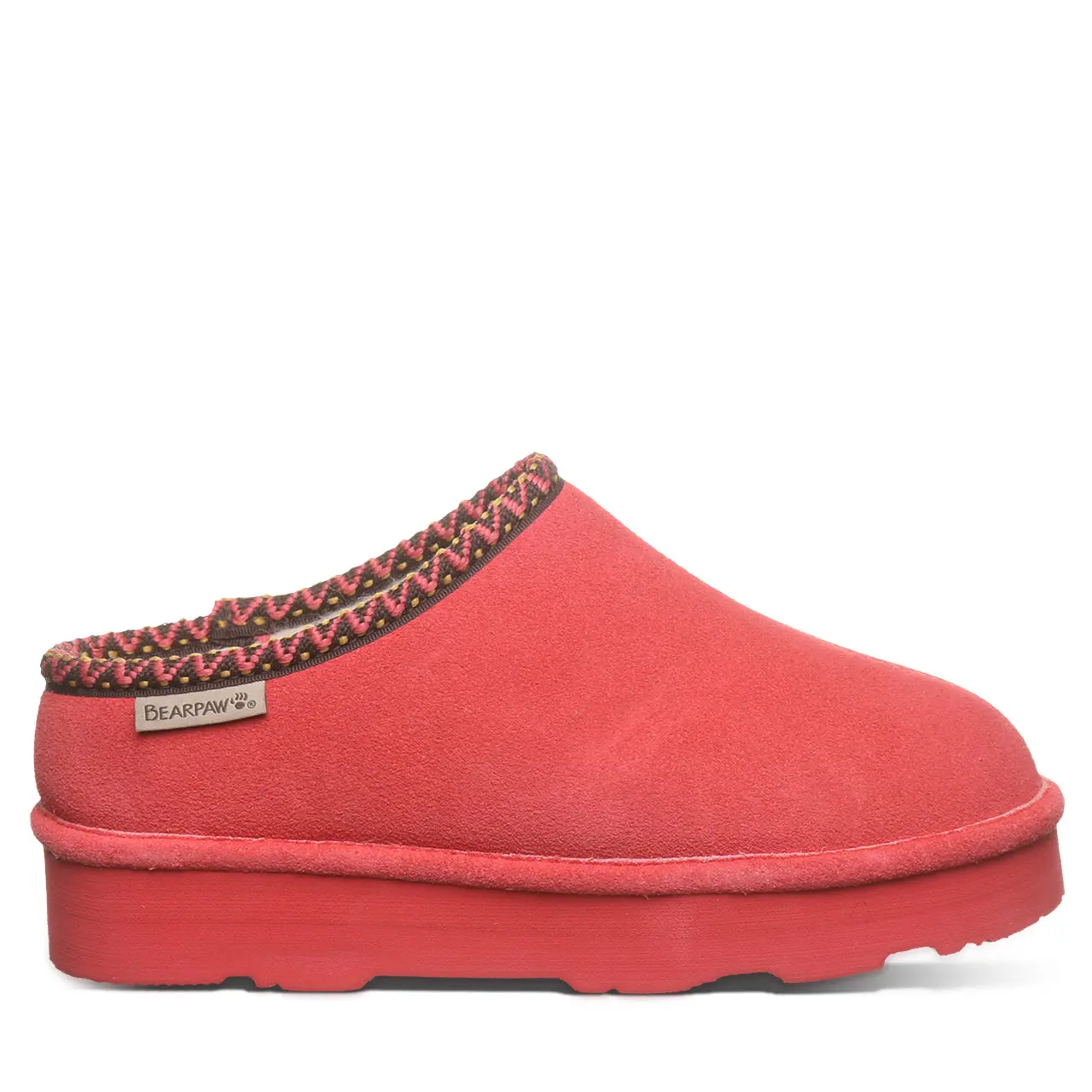BEARPAW Martis Women's Platform Suede Slipper Clogs - Guava