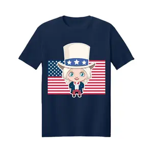 1PC， Uncle Sam Character， 100% Cotton TShirt Short Sleeve Soft Tops， American Flag Design Print， For USA Independence Day， Fourth of July Celebrations， Birthdays， Father's Day， World Football Day， Juneteenth