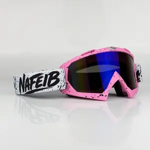 NAEIB Pink Motocross Goggles, UV Protection Anti-Fog Glasses for Dirt Bikes