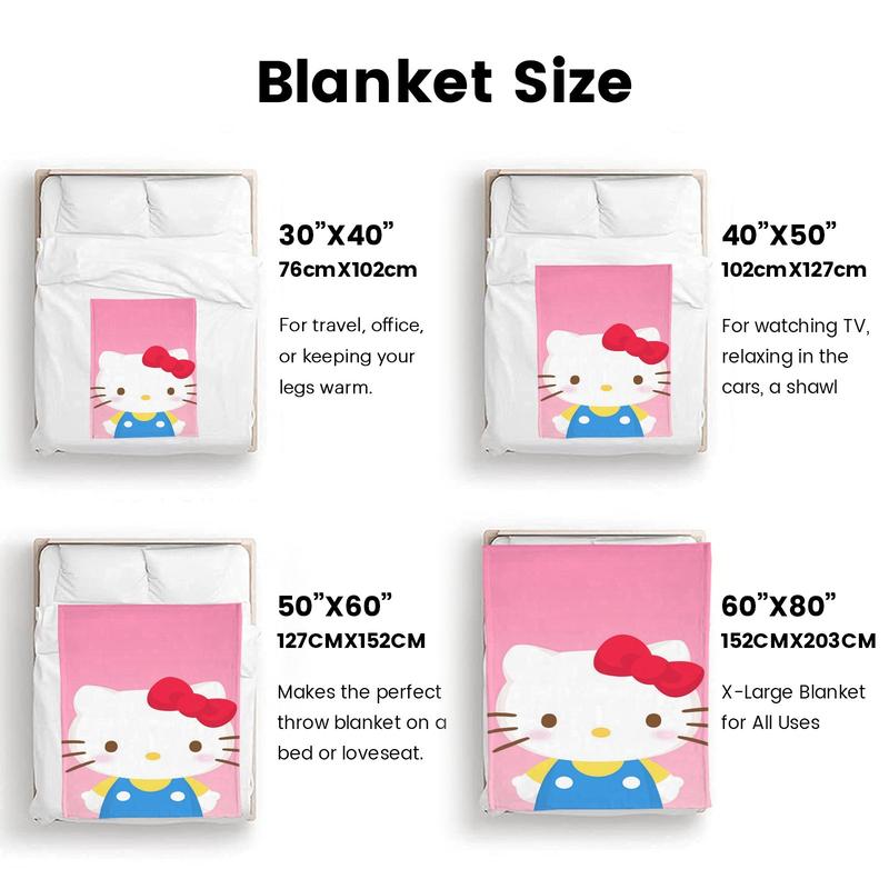 Sanrio Hello Kitty Blanket Soft Plush Throw with Iconic Red Bow and Blue Outfit for Cozy Home Decor Perfect for Bedrooms Living Rooms