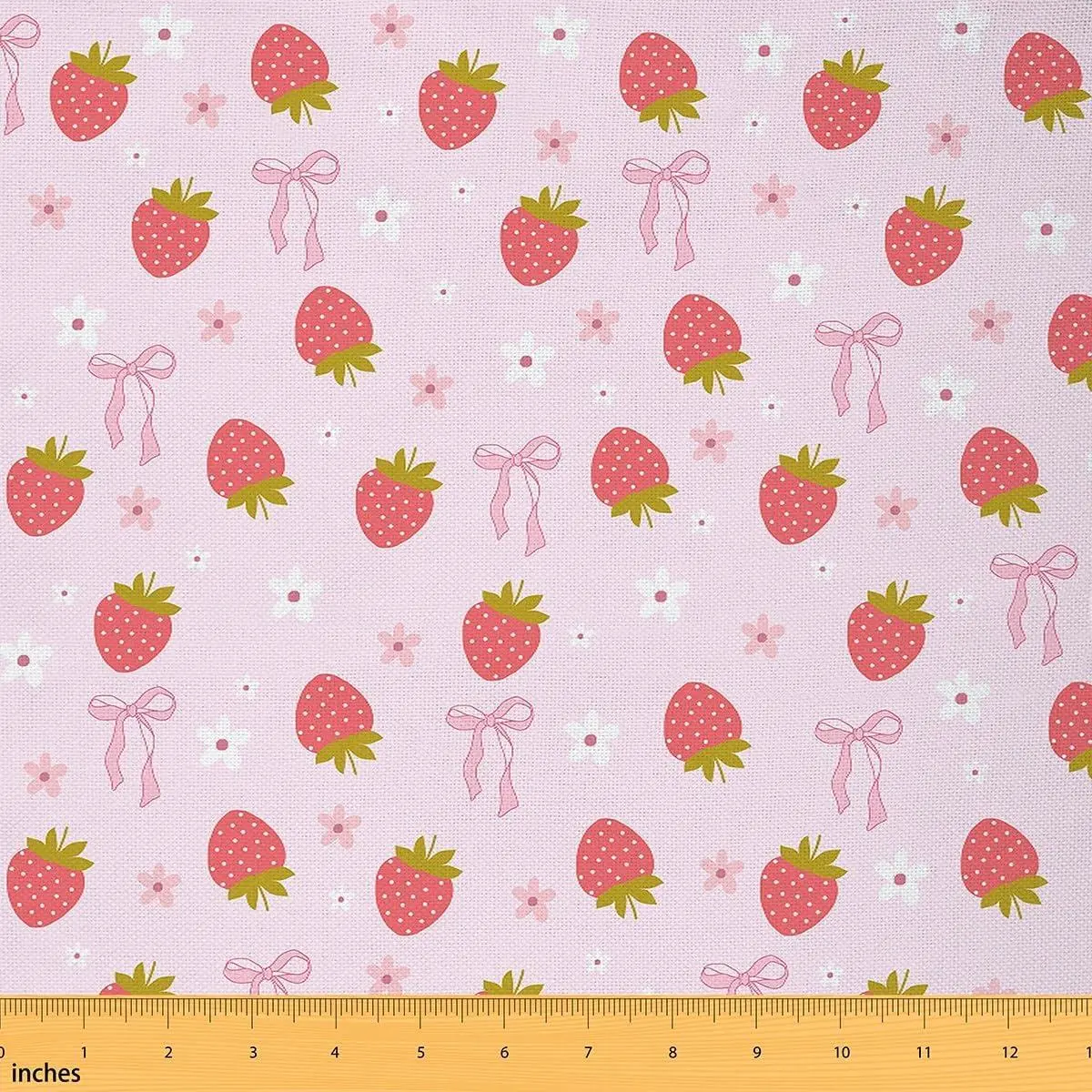 Strawberry Fabric Pink Kawaii Bowknot Upholstery Fabric Chairs Cute Bow Floral Fabric Reupholstery Fabric Decor Soft Flannel