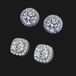 S925 Silver Moissanite Stud Earrings | Round & Square Designs | Classic & Trendy Men's Jewelry | Ideal Gift S925 Silver Moissanite Stud Earrings | Round & Square Designs | Classic & Trendy Men's Jewelry | Ideal Gift