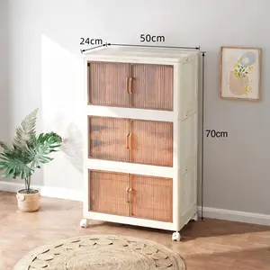 5 Tier Rolling Storage Bins with Wheels, Foldable Plastic Stackable Organizer Bins for Home & Garage Organization