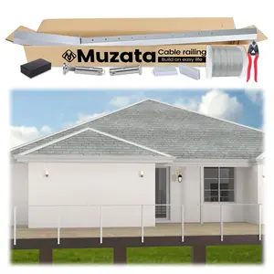 Muzata 19.5ft Complete Set Cable Railing System, One Stop Service All-in-One DIY Kit Fit