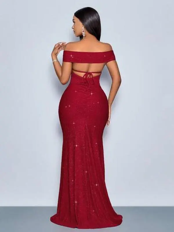 white christmas dresses Christmas Off Shoulder Satin Girl Dress Knee Length Ball Gown J284 – Jill  Wish main image 1