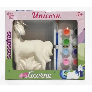 Sassafras Enterprises  Paint Your Own Unicorn Kids Activity Craft Kit with Paints & Ceramic Figure