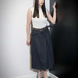 NVME Emily A Line Denim Dress - Stylish Sleeveless Design with Belted Waist for Women, Perfect for Casual and Formal Occasions