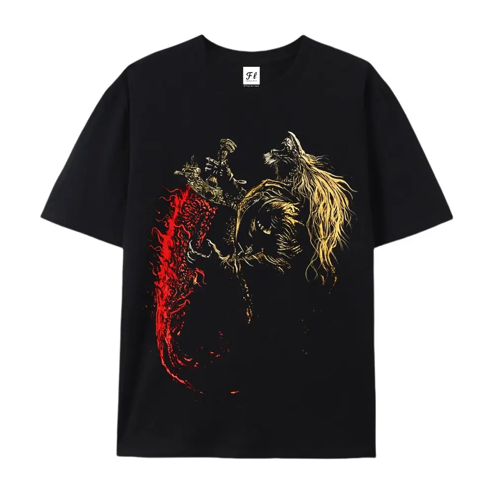 Men's Elden Ring Maliketh Streetwear T-shirt, Unisex 100% Cotton Shortsleeve Round Neck Comfortable Fabric