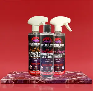 OverGloss Eco-Conscious Multi-Maintenance System - 3-Product Workflow for Vehicle Care with Gentle Foam Car Soap, Ultimate Car Cleanser, & Streakless Glass Cleaner