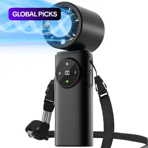 Portable Handheld Turbo Multifunctional Cooling Fan Cordless Rechargeable Fan With Cold Compress, 199-Speed, Foldable Design, LED Display, Flashlight/SOS, USB-C Rechargeable 4-in-1 Personal Neck Fan for Summer, Women Makeup, Outdoor Vacation #GLOBAL PICKS