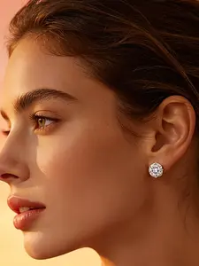 Stainless Steel Round Zircon Threaded Four Claw Earrings, Unisex Tragus Piercing Jewelry, Durable and Stylish Ear Studs