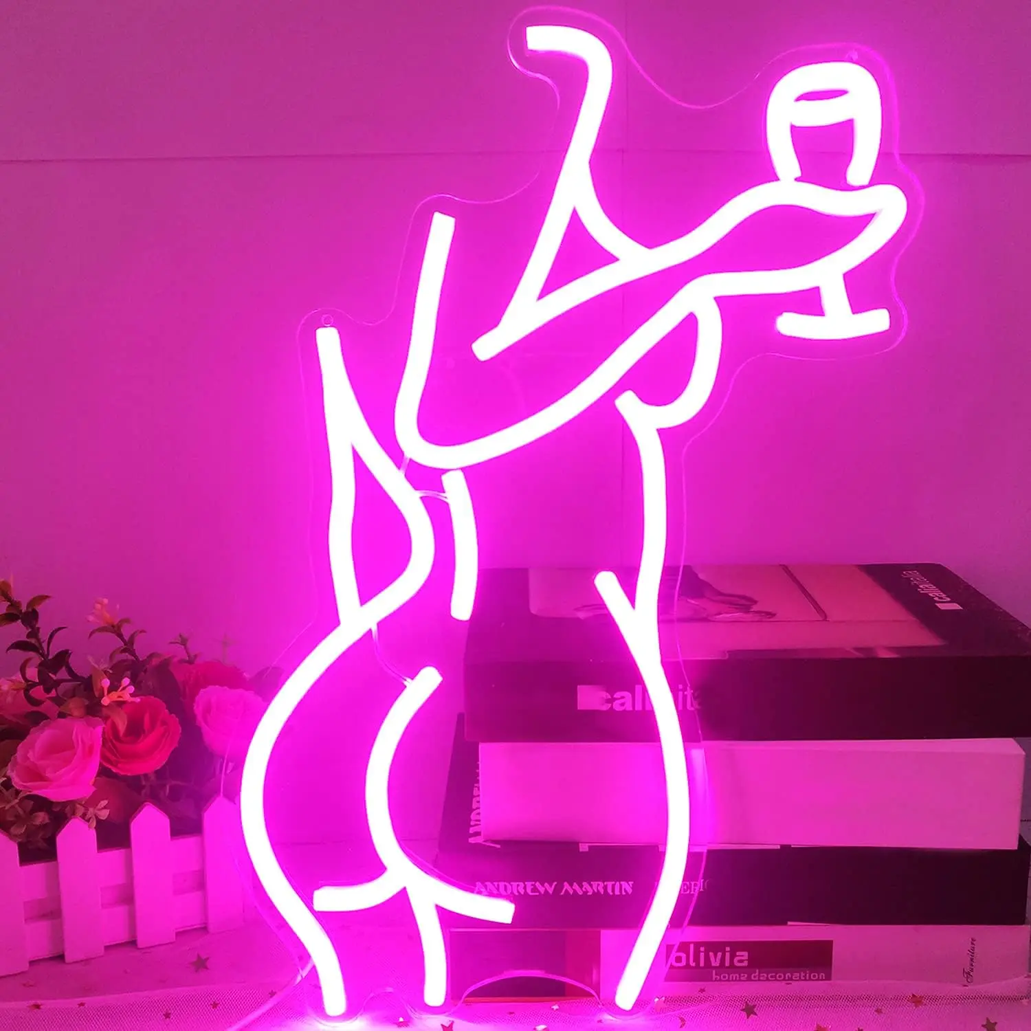 Sexy Woman Line Art Neon Sign Pink LED Light Wall Art for Bedroom Lounge Bar Vanity Decor USB Powered LED Neon Sign for Wall Hanging Artistic Body Outline Light Perfect Gift for Her Anniversary or Bachelorette Party, Gifts For The Bedroom, Neon Lights,sum