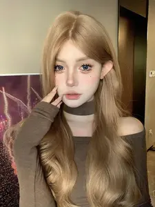 Light Long Wavy Wig for Women, Natural Everyday Middle Part, Heat Resistant Fiber, Sweet and Elegant Style