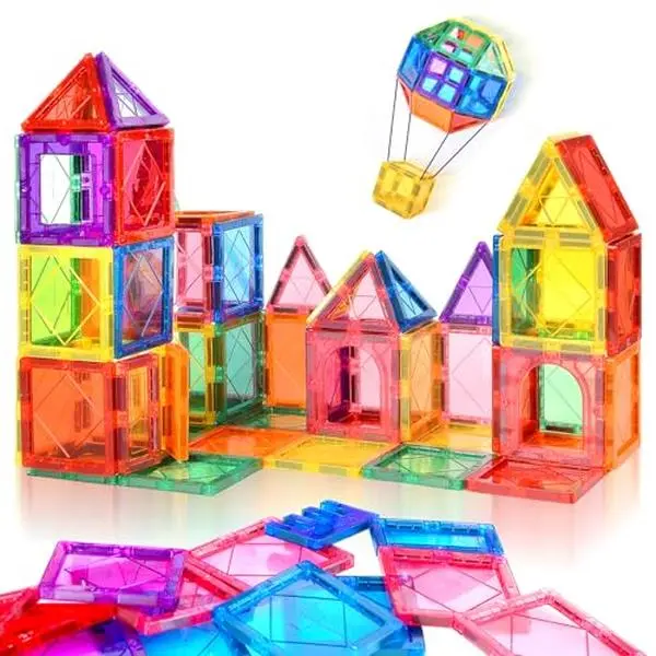 Magnetic Tiles for Kids Ages 3-5 4-8 Magnetic Blocks Creative Toys | Magnet Building Block for 3+ Year Old Boys Girls Toddler,Colorful Preschool Educational Construction Christmas Birthday Gifts