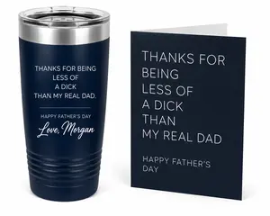 step-dad tumbler, fathers day card, bonus dad cup, father's day mug